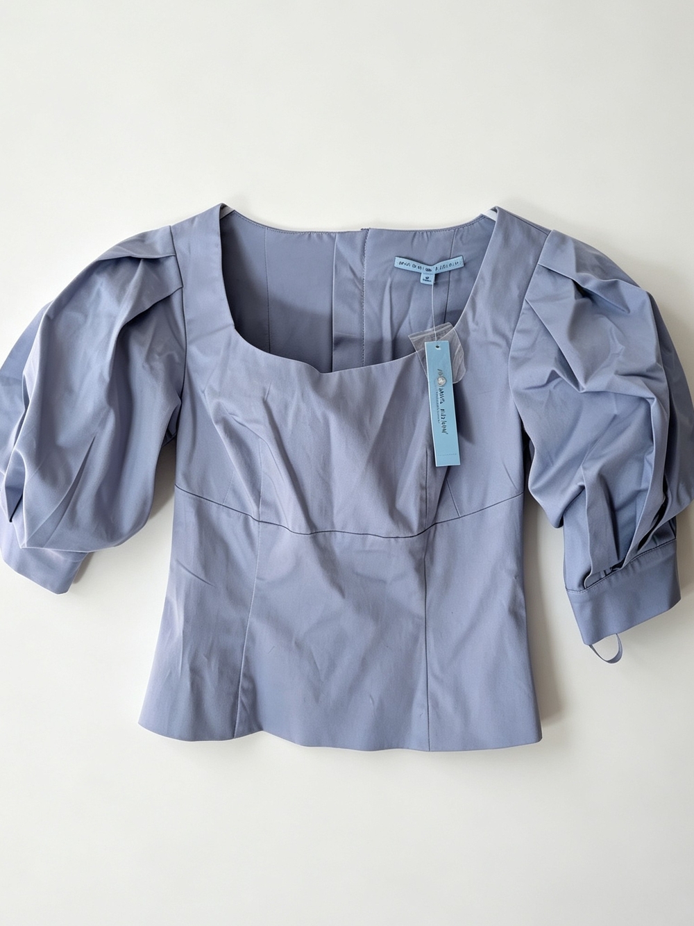 Antonio Melani Elvira Square Neck Puff Elbow Sleeve Poplin Blouse